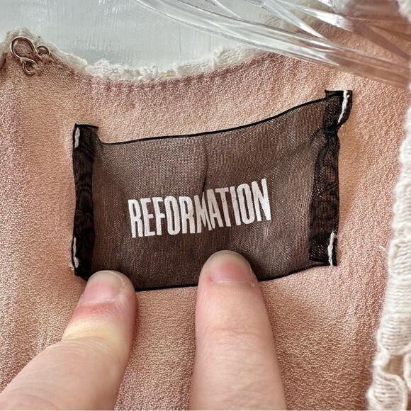 Reformation off white cream floral lace dress fully lined women's 4 - Picture 6 of 7